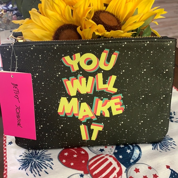 New Betsey Johnson Zippered YOU WILL MAKE IT Wristlet Pouch - Picture 8 of 13